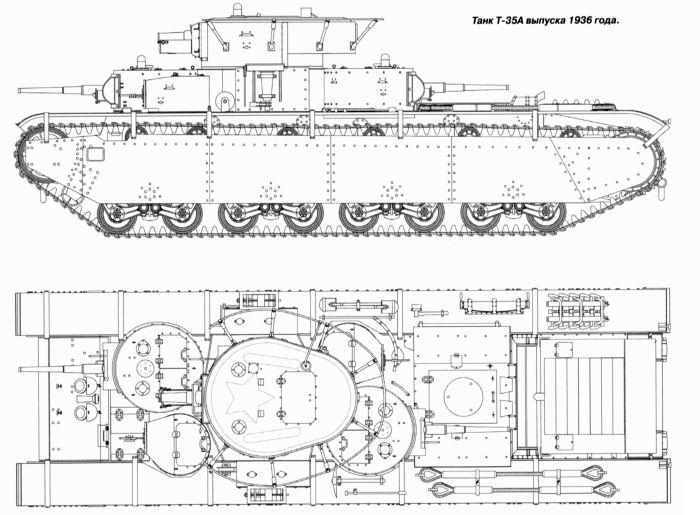 Танк Т-35А выпуска 1936 года.